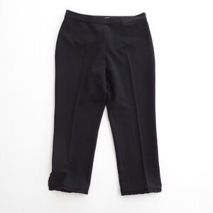 Kate Spade Black Ruffle Trim Cigarette Dress Pants Side Zip Ankle Crop Size 12